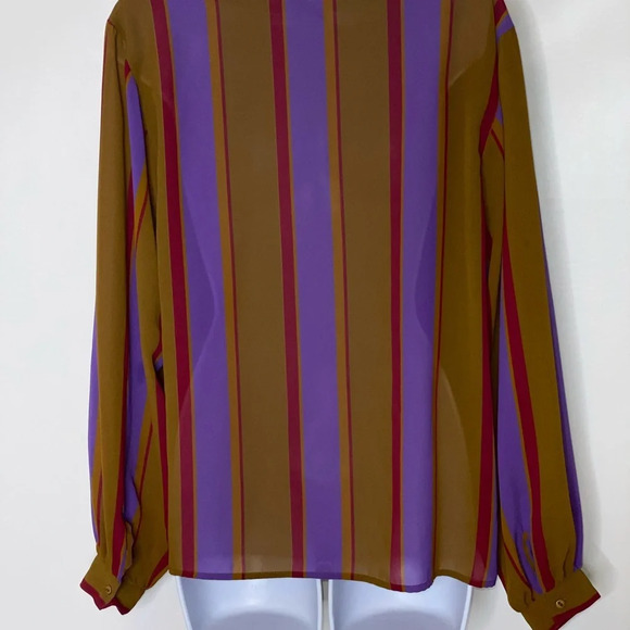Vtg Oscar De La Renta sport striped blouse 10 - Picture 4 of 6